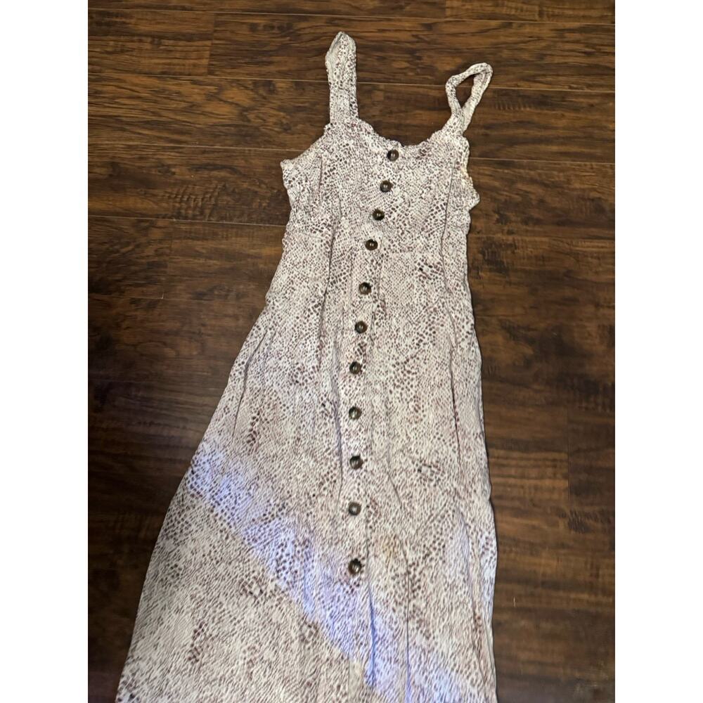 JAPNA Sundress Womens Leopard Print Button Front Smocked Straps Rayon Sz:Medium - Picture 2 of 4